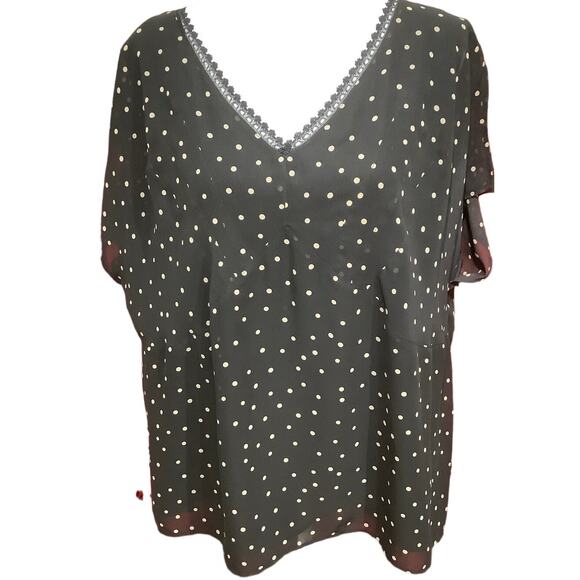 Beautiful Apostrophe Women's Plus Polka Dot Short Sleeve Top, Size 20W Feminine - Picture 1 of 6